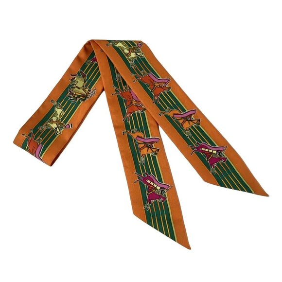HERMES Twilly 063587S Orange Green Multi - Scarf